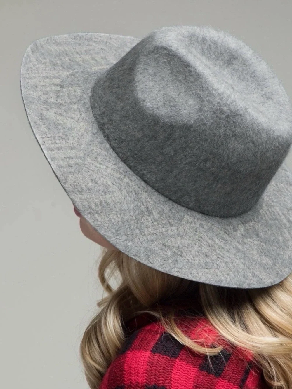 Classic Gray Wide-Brim Wool Felt Hat - Womens Accessory